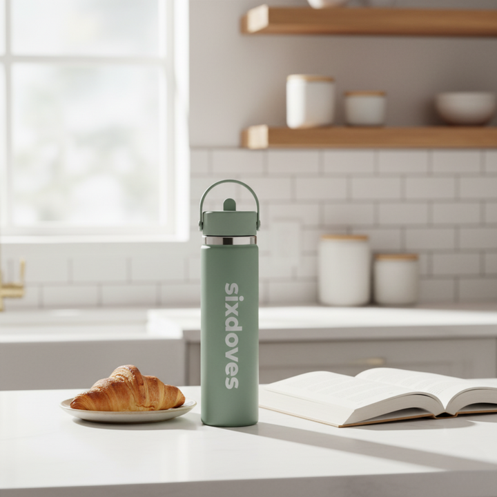 Gifts for cancer patients including a sixdoves Hydro Flask Water Bottle to keep patients hydrated during and after chemo and radiation treatments. 