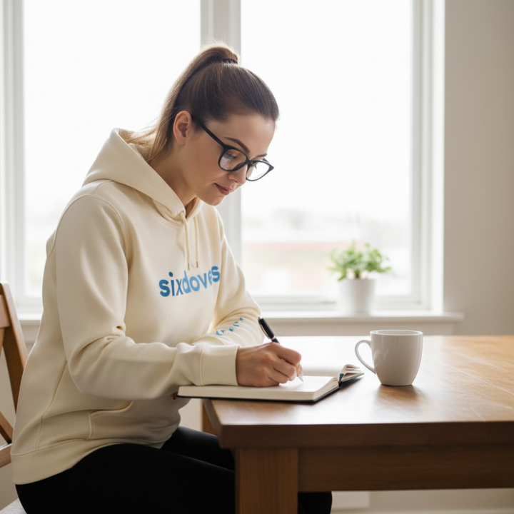 Gifts for cancer patients including a soft, cozy white sixdoves hoodie unisex sweatshirt to keep patients warm during cancer treatment and beyond.
