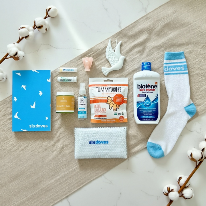 sixdoves Radiation Treatment Starter Care Package with gentle essentials to ease treatment side effects and provide comfort throughout the cancer journey.  