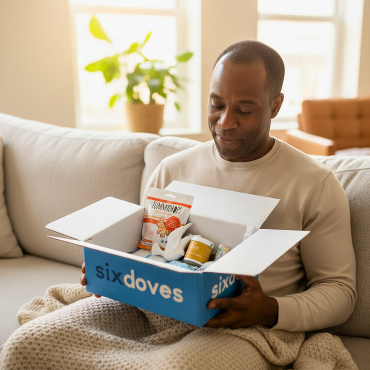 Gifts for cancer patients. sixdoves Radiation Treatment Starter Care Package with gentle essentials to ease treatment side effects and provide comfort throughout the cancer journey.