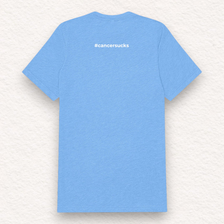 Gifts for cancer patients including a sixdoves Cancer Sucks t-shirt to show support and connection during a patient's cancer journey and beyond. 